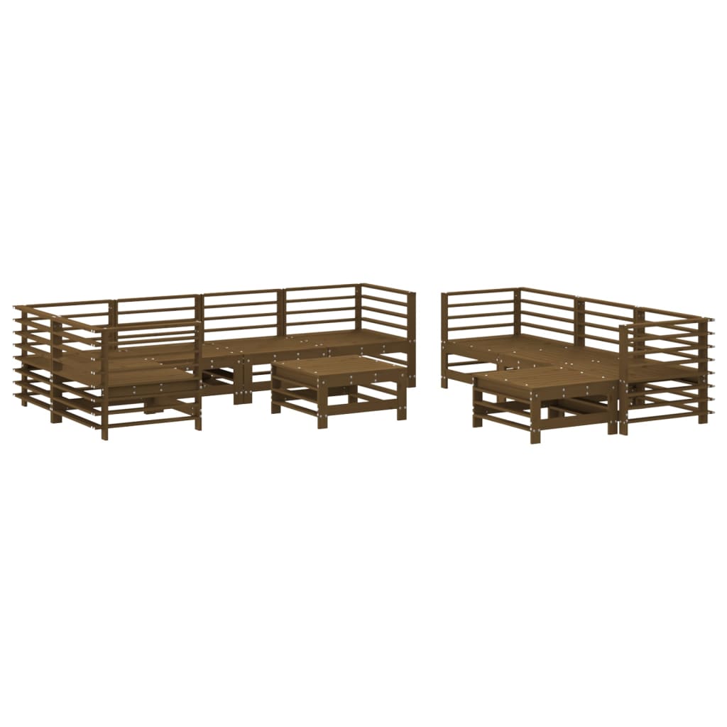 10-tlg. Garten-Lounge-Set mit Kissen Honigbraun Massivholz - kalb-Living.de