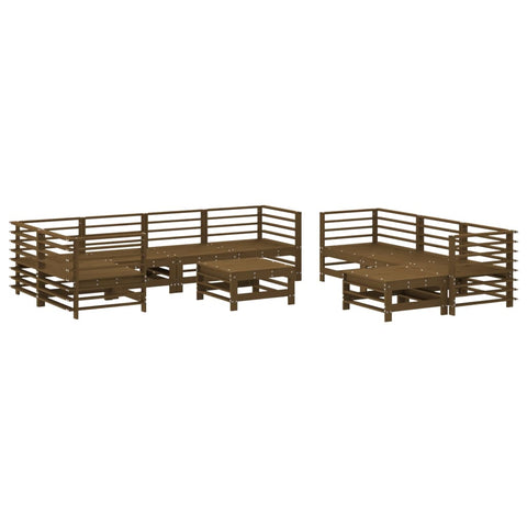 10-tlg. Garten-Lounge-Set mit Kissen Honigbraun Massivholz - kalb-Living.de