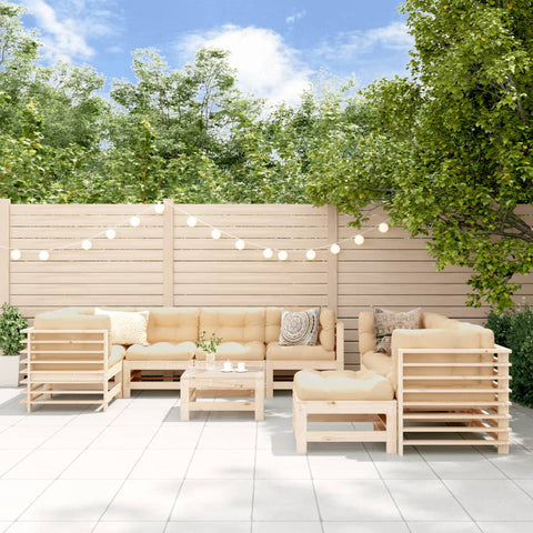 10-tlg. Garten-Lounge-Set mit Kissen Massivholz - kalb-Living.de