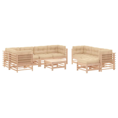 10-tlg. Garten-Lounge-Set mit Kissen Massivholz - kalb-Living.de