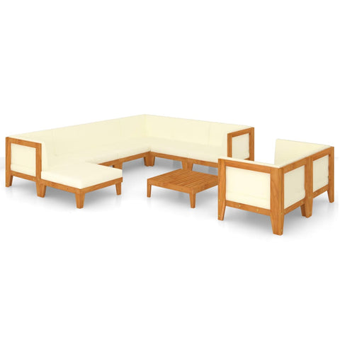 10-tlg. Garten-Lounge-Set mit Kissen Massivholz Akazie - kalb-Living.de
