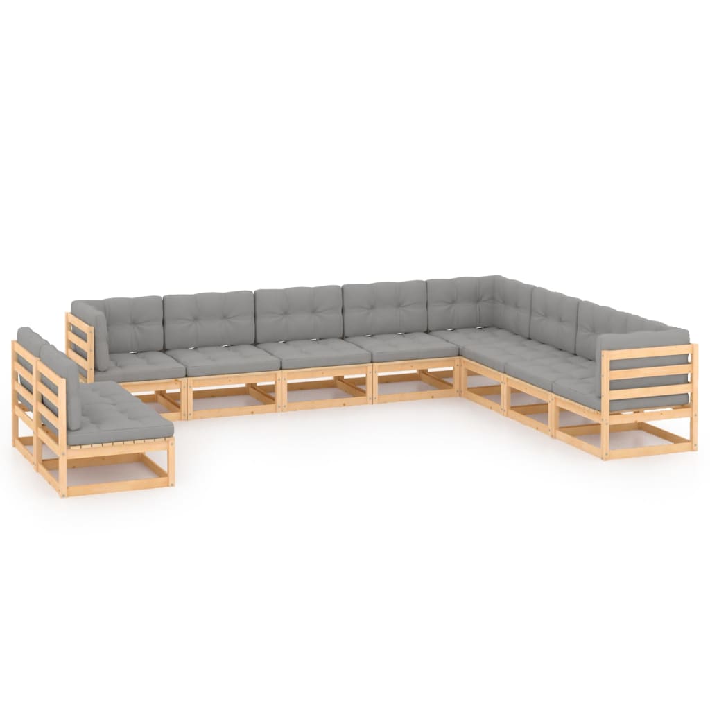 10-tlg. Garten-Lounge-Set mit Kissen Massivholz Kiefer - kalb-Living.de