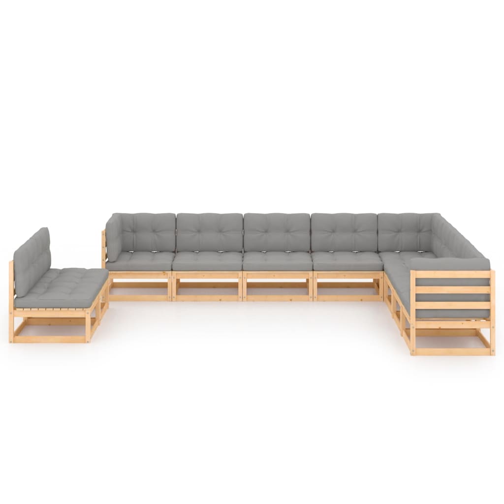 10-tlg. Garten-Lounge-Set mit Kissen Massivholz Kiefer - kalb-Living.de