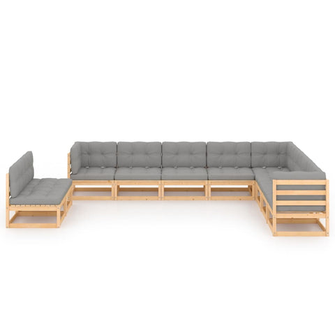 10-tlg. Garten-Lounge-Set mit Kissen Massivholz Kiefer - kalb-Living.de