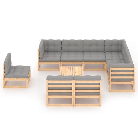 10-tlg. Garten-Lounge-Set mit Kissen Massivholz Kiefer - kalb-Living.de