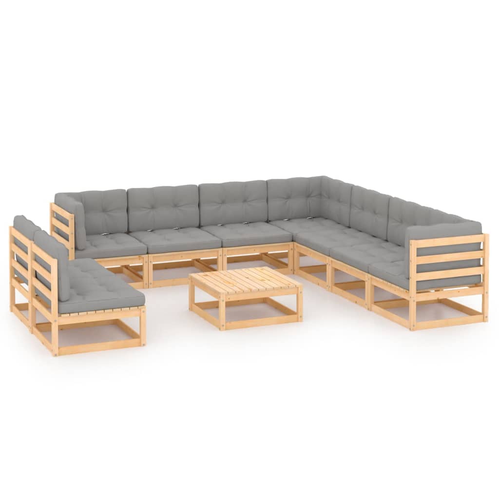 10-tlg. Garten-Lounge-Set mit Kissen Massivholz Kiefer - kalb-Living.de