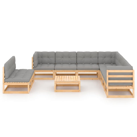 10-tlg. Garten-Lounge-Set mit Kissen Massivholz Kiefer - kalb-Living.de