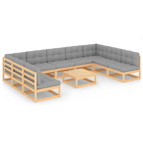 10-tlg. Garten-Lounge-Set mit Kissen Massivholz Kiefer - kalb-Living.de