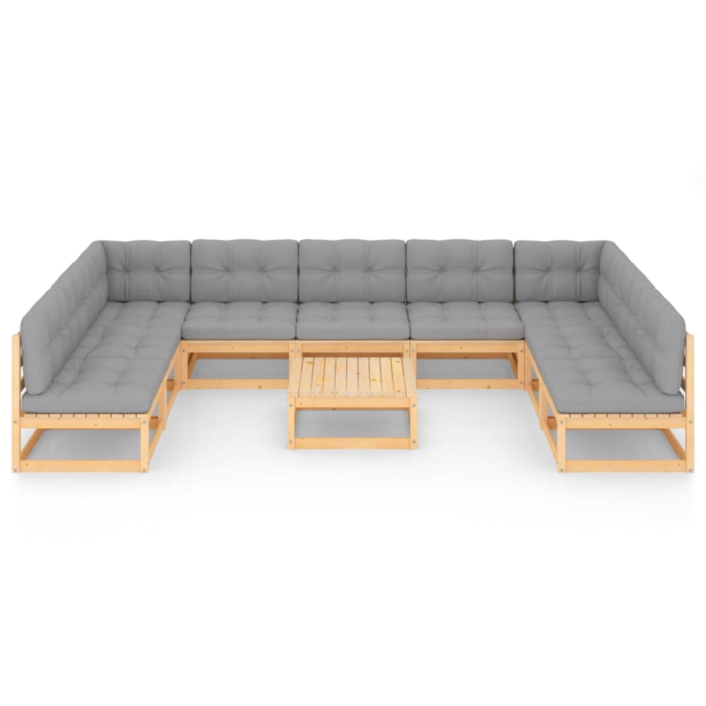 10-tlg. Garten-Lounge-Set mit Kissen Massivholz Kiefer - kalb-Living.de