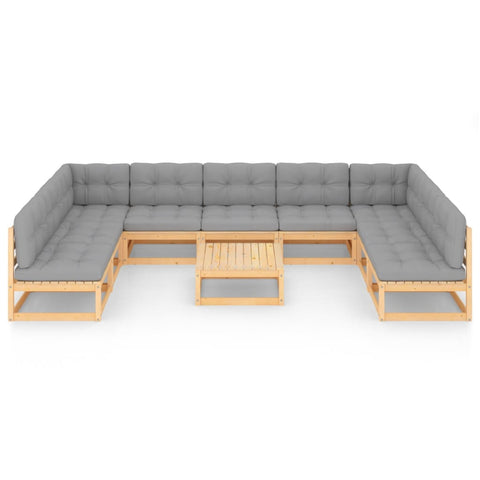 10-tlg. Garten-Lounge-Set mit Kissen Massivholz Kiefer - kalb-Living.de