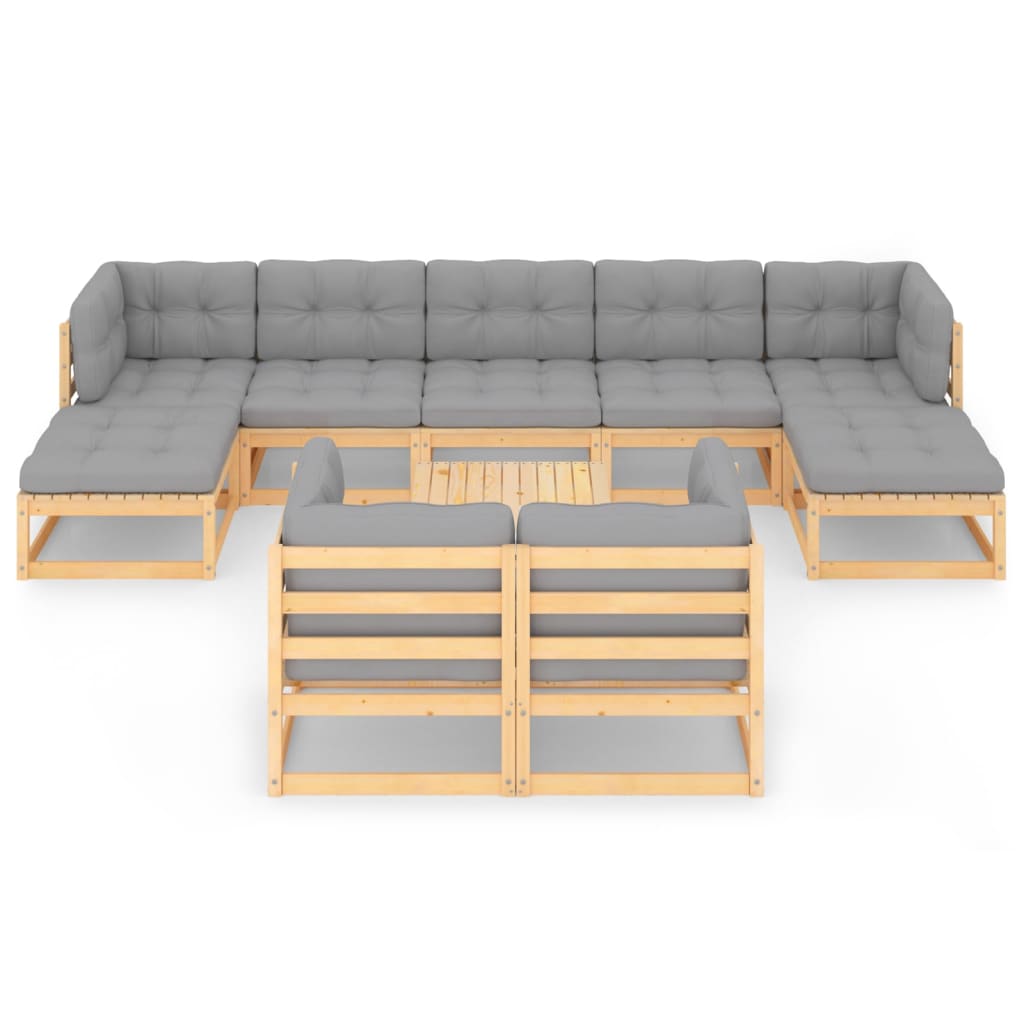 10-tlg. Garten-Lounge-Set mit Kissen Massivholz Kiefer - kalb-Living.de