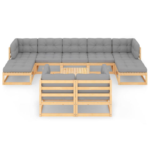 10-tlg. Garten-Lounge-Set mit Kissen Massivholz Kiefer - kalb-Living.de