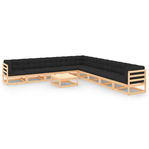 10-tlg. Garten-Lounge-Set mit Kissen Massivholz Kiefer - kalb-Living.de