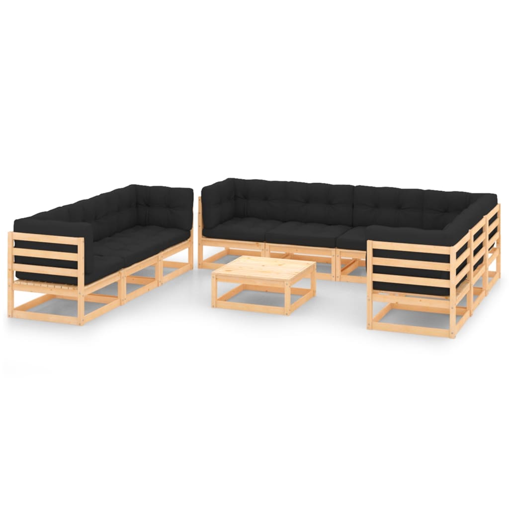 10-tlg. Garten-Lounge-Set mit Kissen Massivholz Kiefer - kalb-Living.de