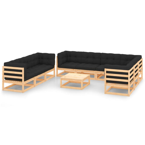 10-tlg. Garten-Lounge-Set mit Kissen Massivholz Kiefer - kalb-Living.de