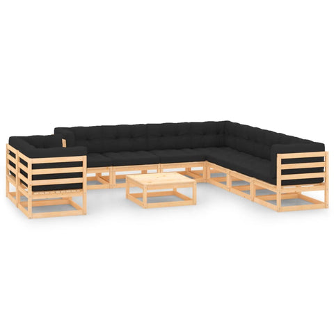 10-tlg. Garten-Lounge-Set mit Kissen Massivholz Kiefer - kalb-Living.de