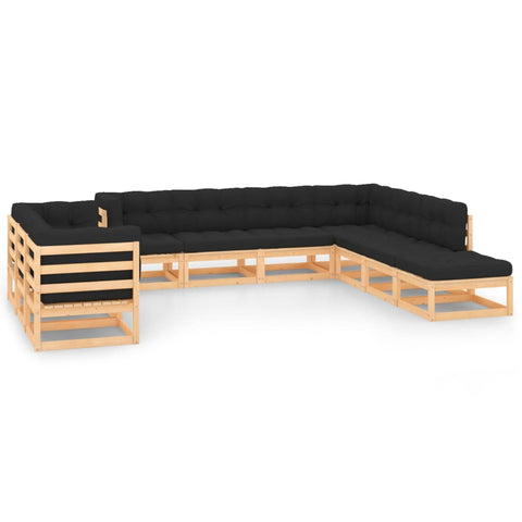 10-tlg. Garten-Lounge-Set mit Kissen Massivholz Kiefer - kalb-Living.de