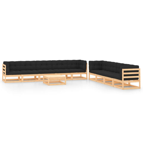 10-tlg. Garten-Lounge-Set mit Kissen Massivholz Kiefer - kalb-Living.de
