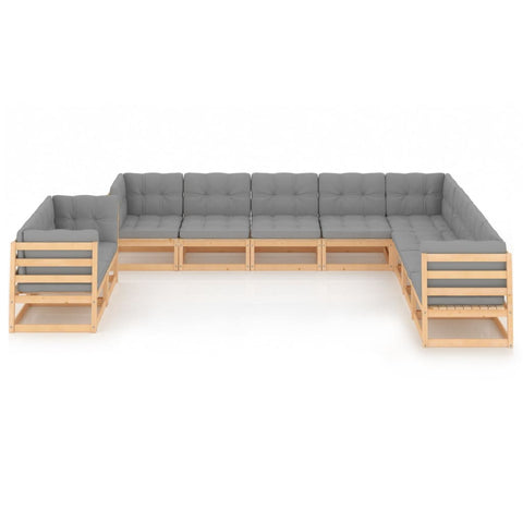 10-tlg. Garten-Lounge-Set mit Kissen Massivholz Kiefer - kalb-Living.de