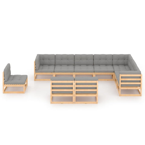 10-tlg. Garten-Lounge-Set mit Kissen Massivholz Kiefer - kalb-Living.de