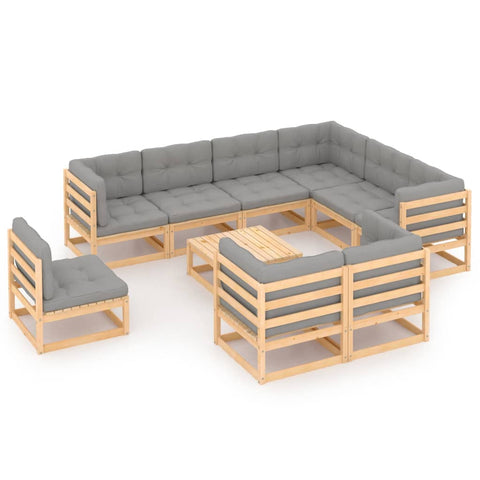 10-tlg. Garten-Lounge-Set mit Kissen Massivholz Kiefer - kalb-Living.de