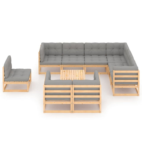 10-tlg. Garten-Lounge-Set mit Kissen Massivholz Kiefer - kalb-Living.de