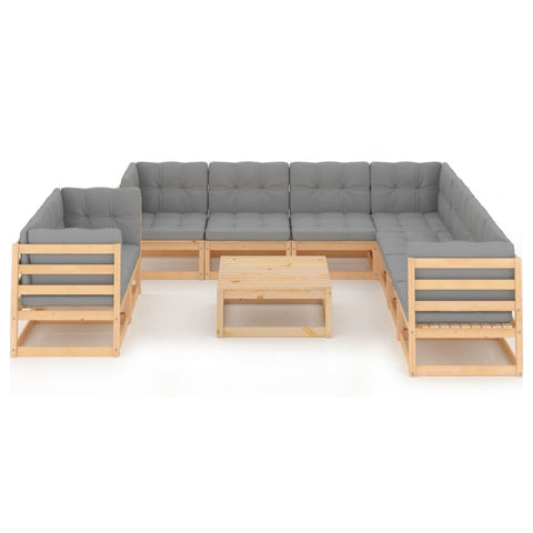 10-tlg. Garten-Lounge-Set mit Kissen Massivholz Kiefer - kalb-Living.de