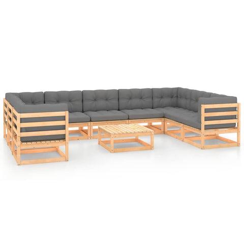10-tlg. Garten-Lounge-Set mit Kissen Massivholz Kiefer - kalb-Living.de