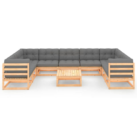 10-tlg. Garten-Lounge-Set mit Kissen Massivholz Kiefer - kalb-Living.de