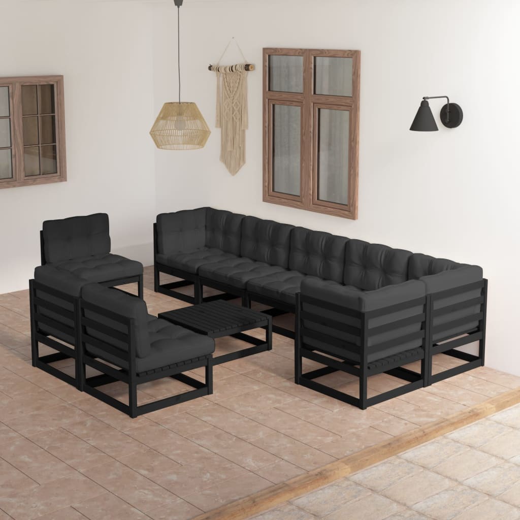10-tlg. Garten-Lounge-Set mit Kissen Massivholz Kiefer - kalb-Living.de