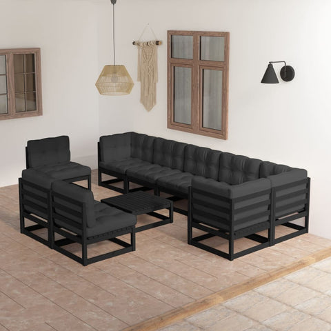 10-tlg. Garten-Lounge-Set mit Kissen Massivholz Kiefer - kalb-Living.de