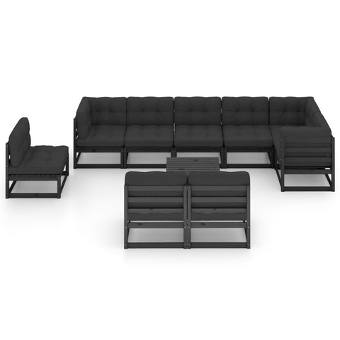 10-tlg. Garten-Lounge-Set mit Kissen Massivholz Kiefer - kalb-Living.de