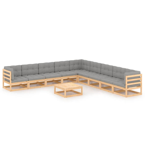 10-tlg. Garten-Lounge-Set mit Kissen Massivholz Kiefer - kalb-Living.de
