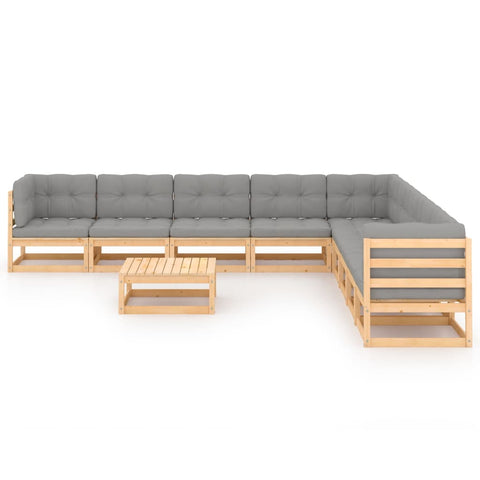 10-tlg. Garten-Lounge-Set mit Kissen Massivholz Kiefer - kalb-Living.de