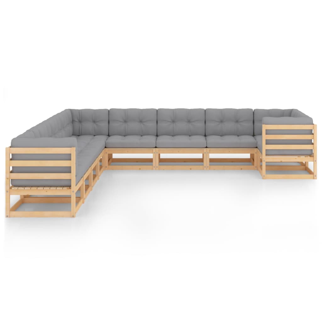 10-tlg. Garten-Lounge-Set mit Kissen Massivholz Kiefer - kalb-Living.de