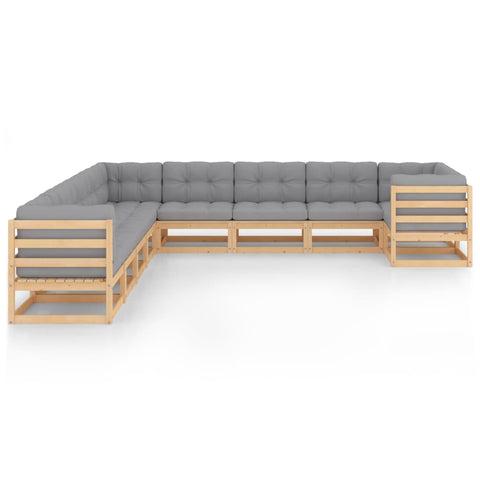 10-tlg. Garten-Lounge-Set mit Kissen Massivholz Kiefer - kalb-Living.de