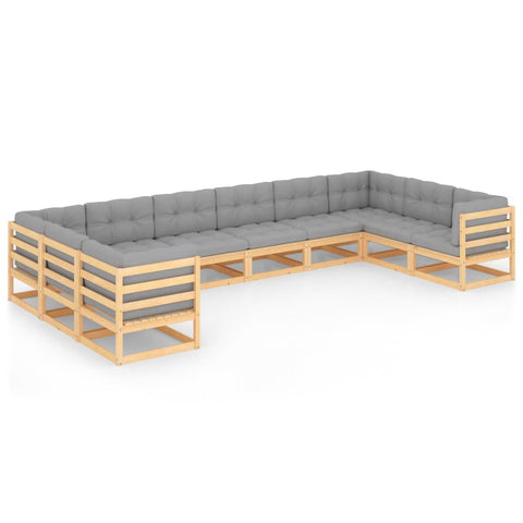 10-tlg. Garten-Lounge-Set mit Kissen Massivholz Kiefer - kalb-Living.de