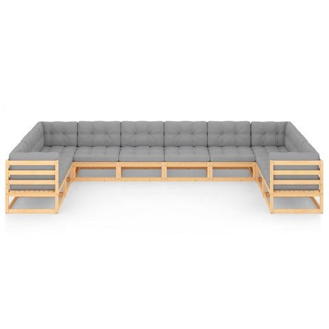 10-tlg. Garten-Lounge-Set mit Kissen Massivholz Kiefer - kalb-Living.de