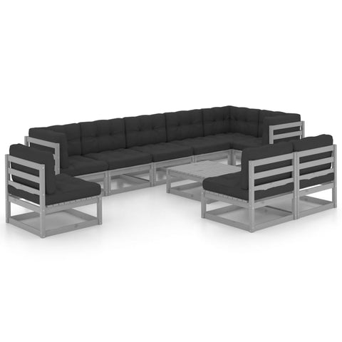 10-tlg. Garten-Lounge-Set mit Kissen Massivholz Kiefer - kalb-Living.de