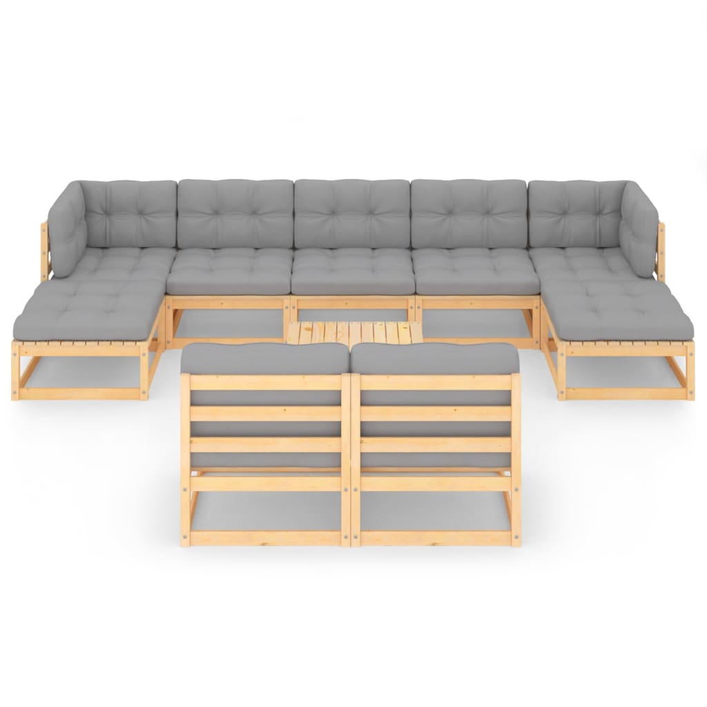 10-tlg. Garten-Lounge-Set mit Kissen Massivholz Kiefer - kalb-Living.de