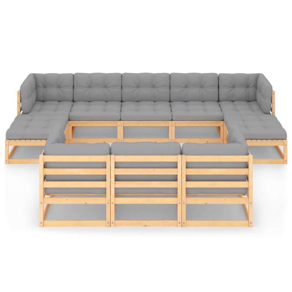 10-tlg. Garten-Lounge-Set mit Kissen Massivholz Kiefer - kalb-Living.de