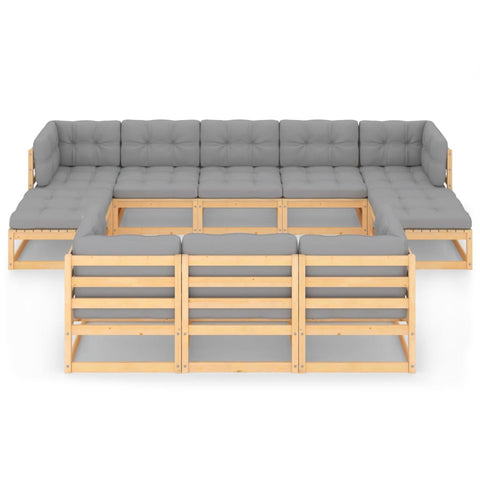 10-tlg. Garten-Lounge-Set mit Kissen Massivholz Kiefer - kalb-Living.de