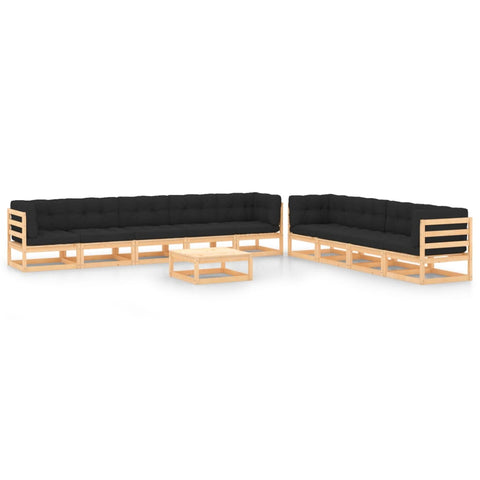 10-tlg. Garten-Lounge-Set mit Kissen Massivholz Kiefer - kalb-Living.de