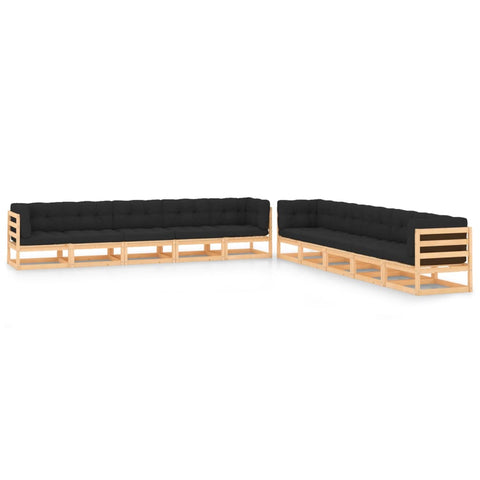 10-tlg. Garten-Lounge-Set mit Kissen Massivholz Kiefer - kalb-Living.de