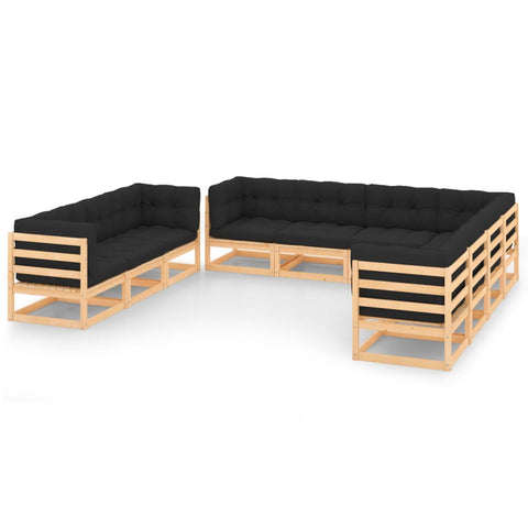 10-tlg. Garten-Lounge-Set mit Kissen Massivholz Kiefer - kalb-Living.de