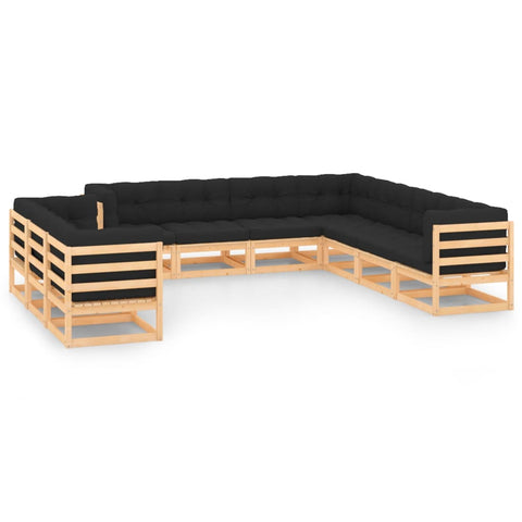 10-tlg. Garten-Lounge-Set mit Kissen Massivholz Kiefer - kalb-Living.de