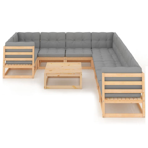 10-tlg. Garten-Lounge-Set mit Kissen Massivholz Kiefer - kalb-Living.de