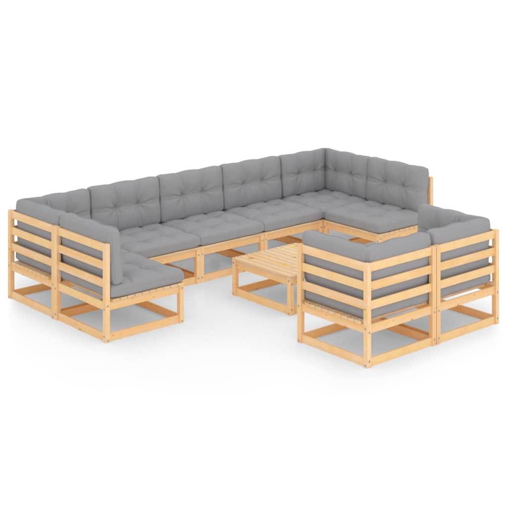 10-tlg. Garten-Lounge-Set mit Kissen Massivholz Kiefer - kalb-Living.de