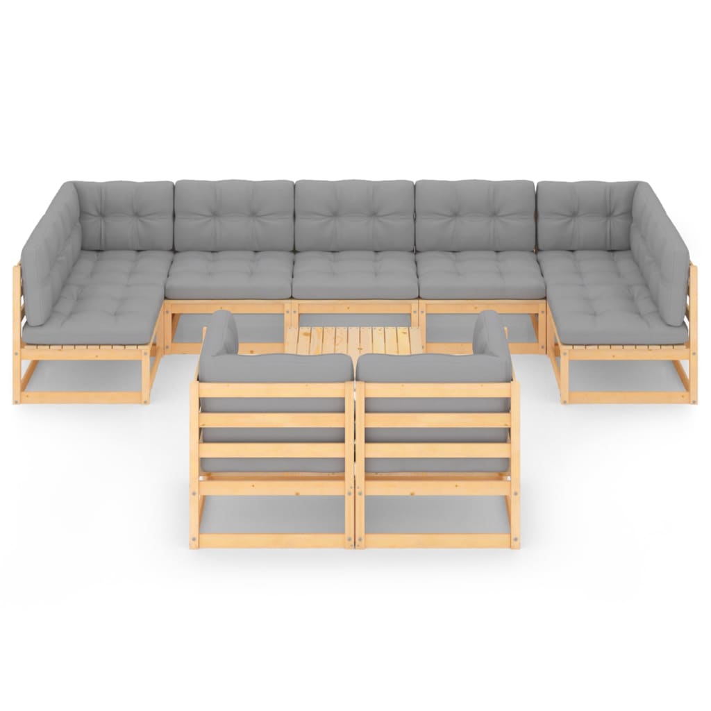 10-tlg. Garten-Lounge-Set mit Kissen Massivholz Kiefer - kalb-Living.de