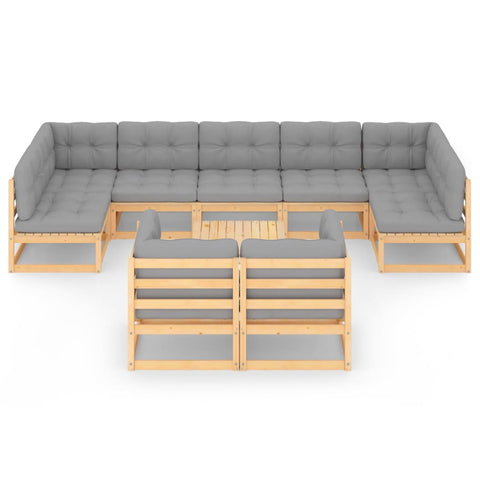 10-tlg. Garten-Lounge-Set mit Kissen Massivholz Kiefer - kalb-Living.de